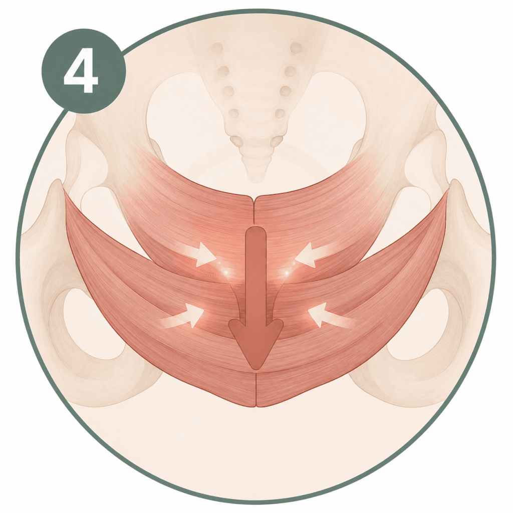 Kontraktion der Beckenbodenmuskulatur durch die Stimulation mit dem Beckenbodenstuhl